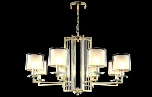 Люстра подвесная NICOLAS SP-PL8 GOLD/WHITE Crystal Lux белая на 8 ламп, основание золотое в стиле современный  фото 4